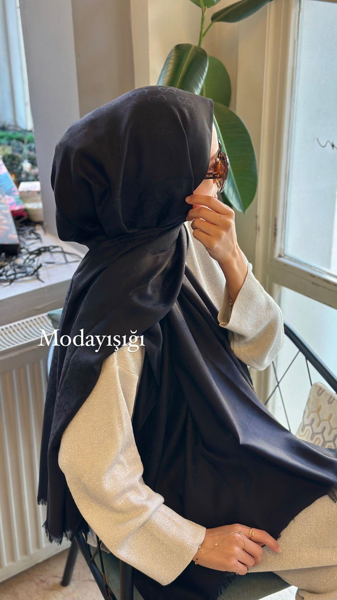 G Desen Siyah Şal