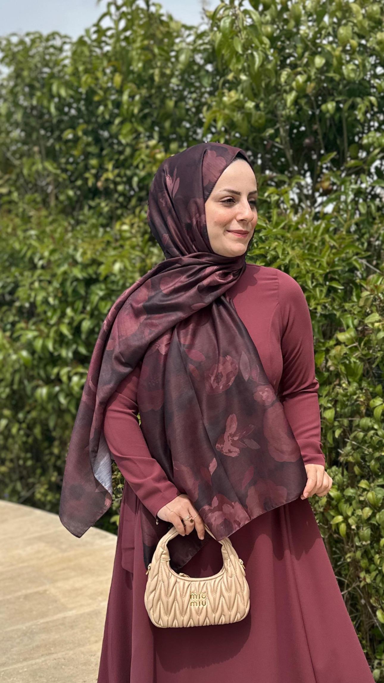 Gül Desen Bordo Soft Pamuk Şal