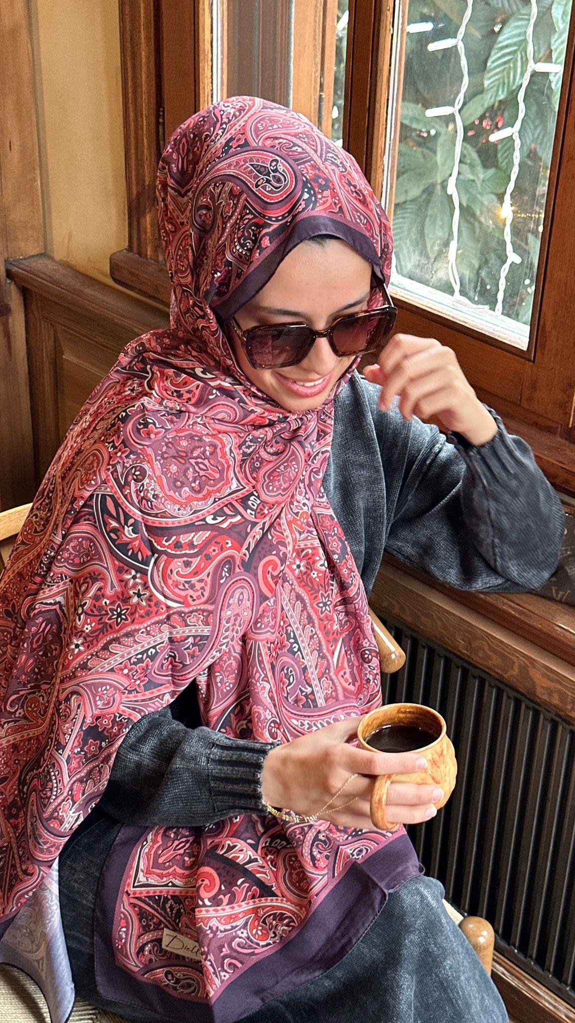 Pudra Bordo Pearl Soft Pamuk Şal