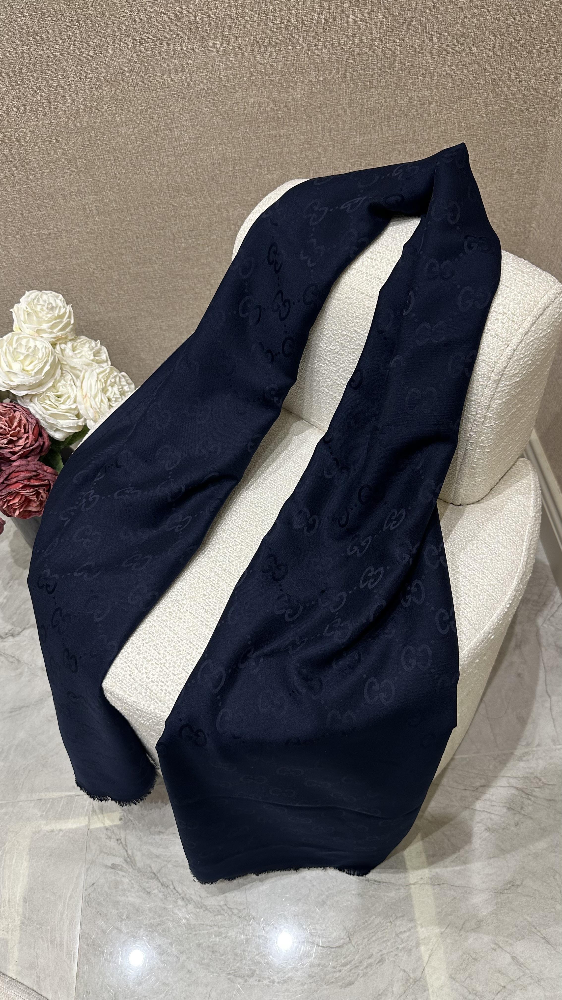 Pamuk İpek Şal Lacivert