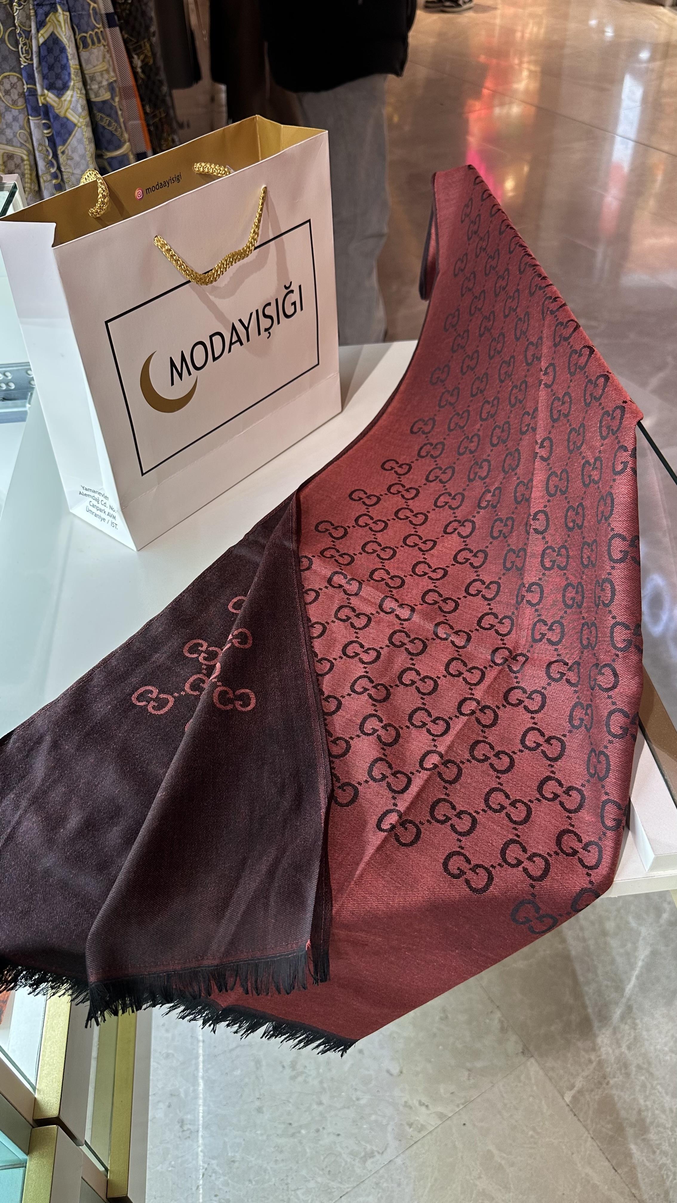 Yün Pamuk G Desen Kızılcık Şal