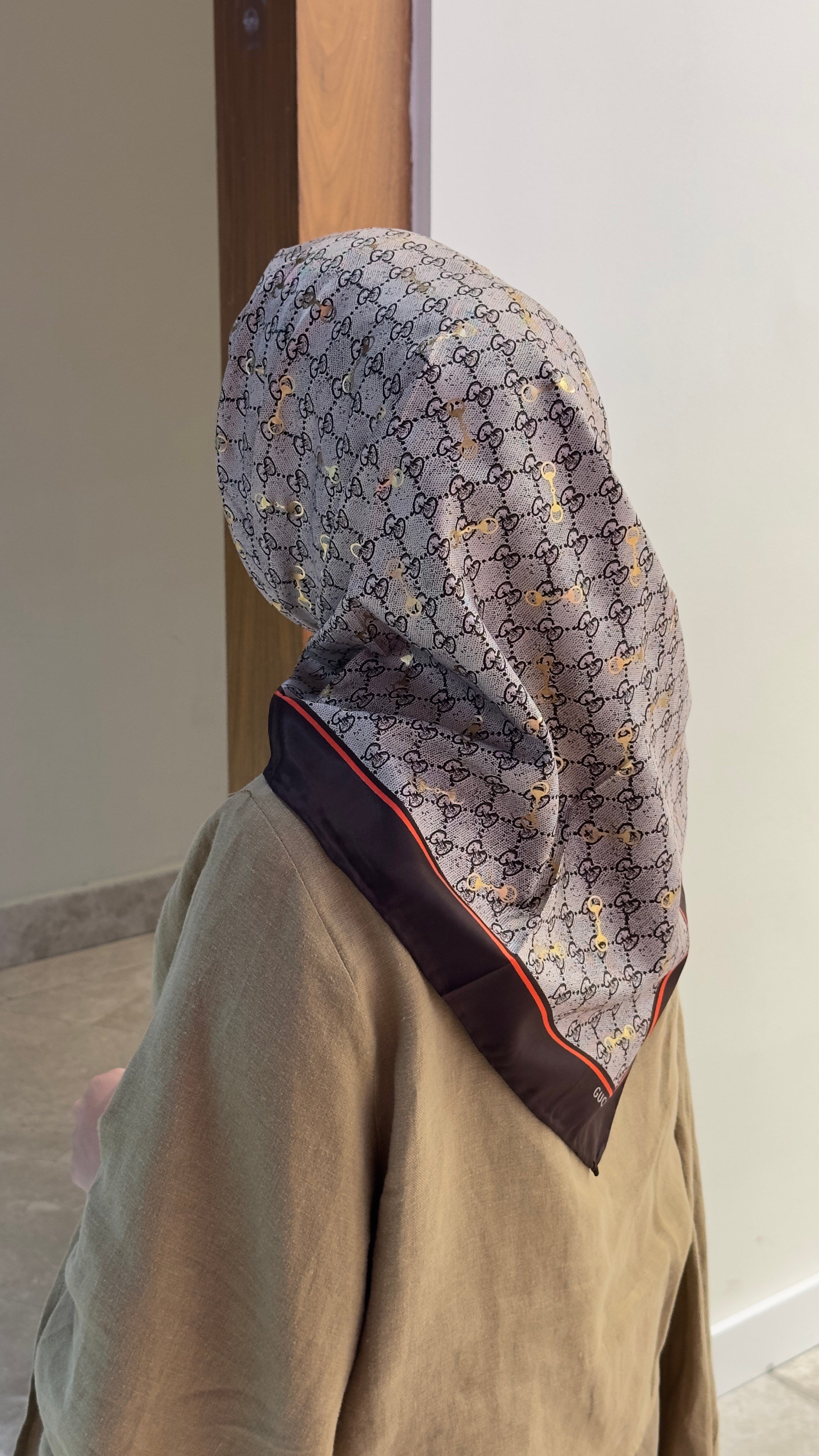  G Desen Varaklı A Kalite Twill Eşarp Kahve 