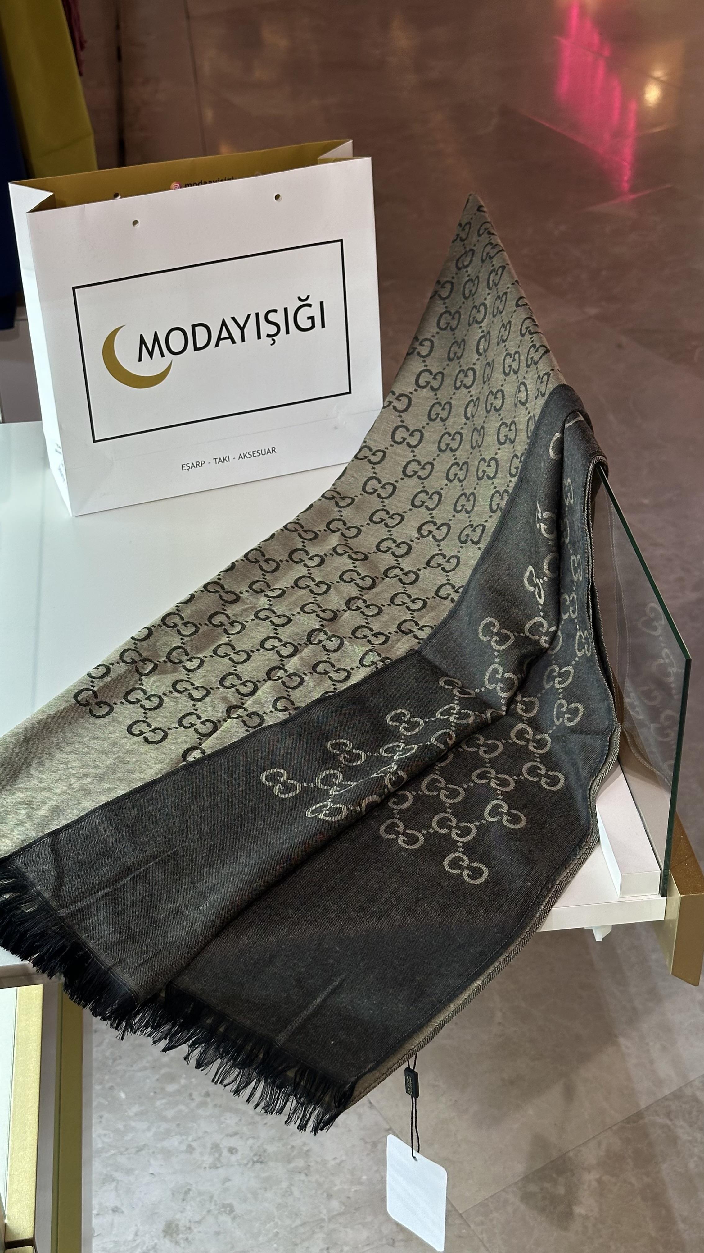 Yün Pamuk G Desen Tütün Kahvesi Şal