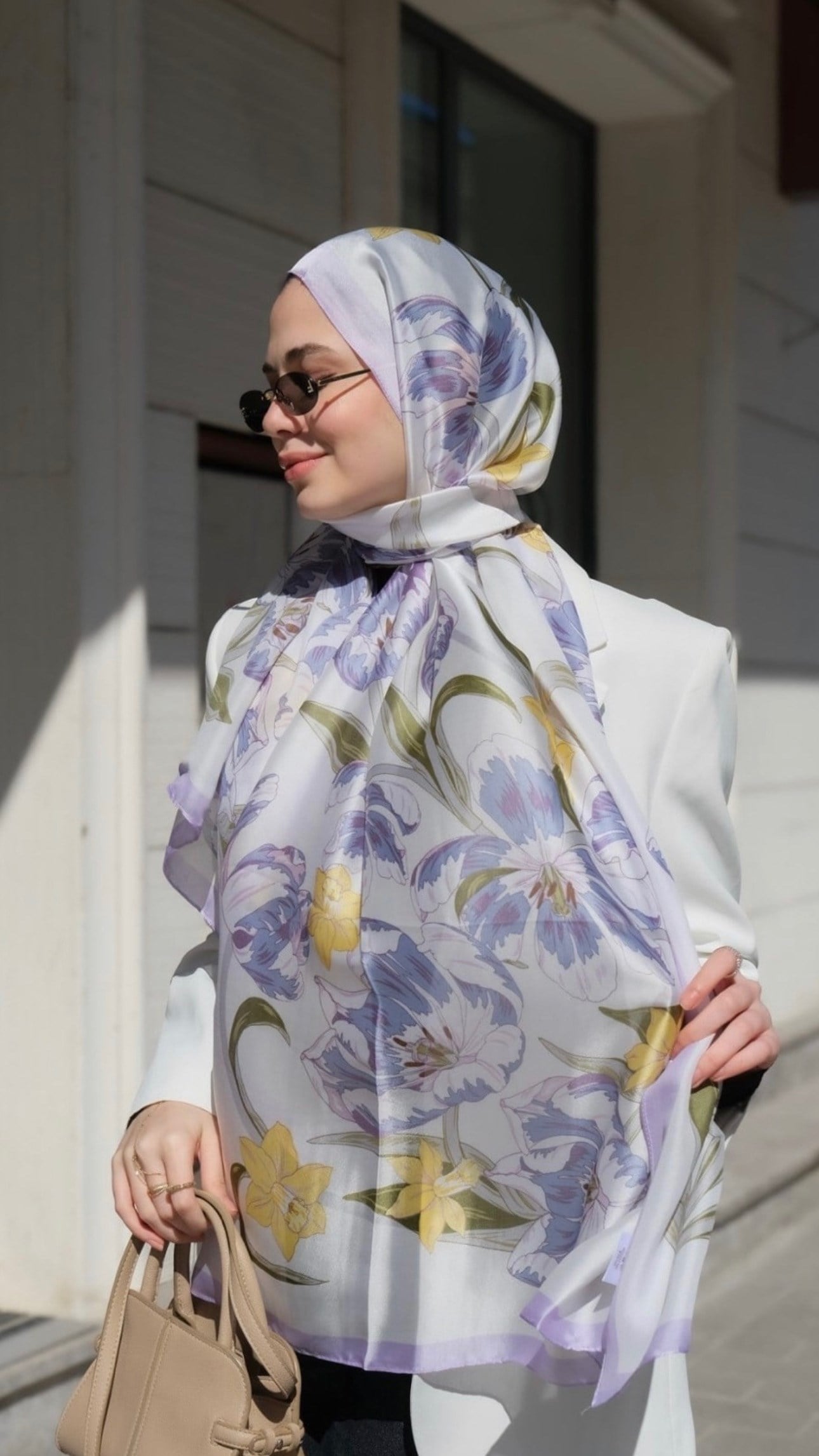 Blossy Vual İpek Şal Lila