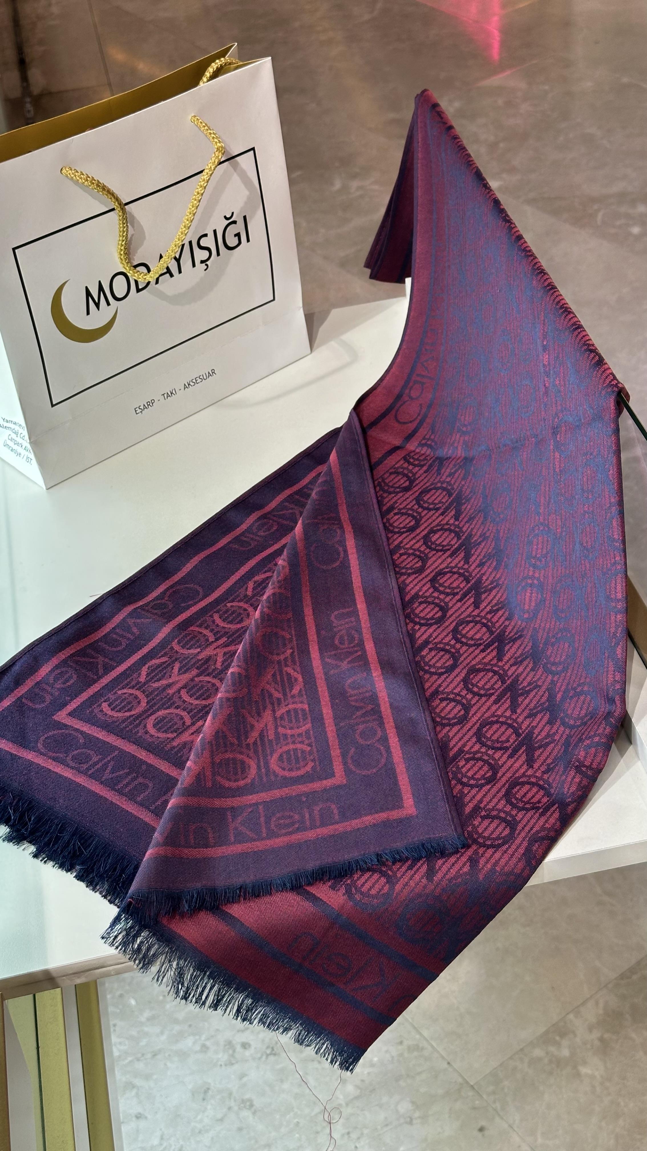 CK Yün Pamuk Şal Mor/Bordo