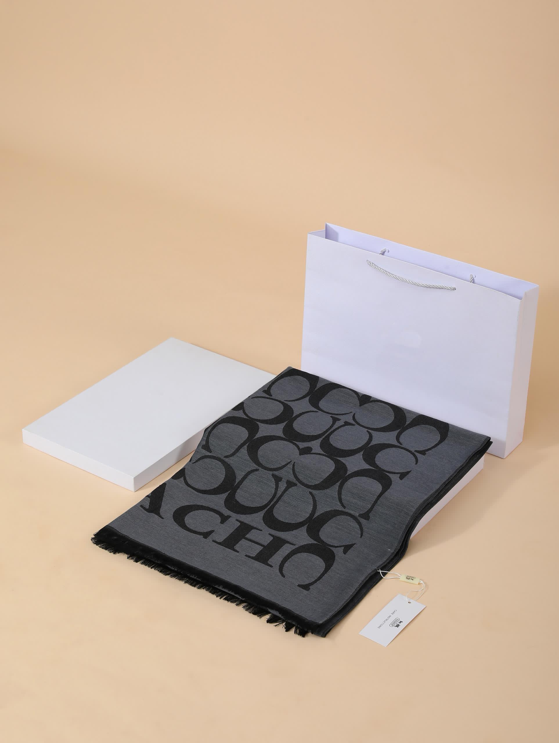 Yeni Sezon C Desen Antrasit Yün Pamuk Şal