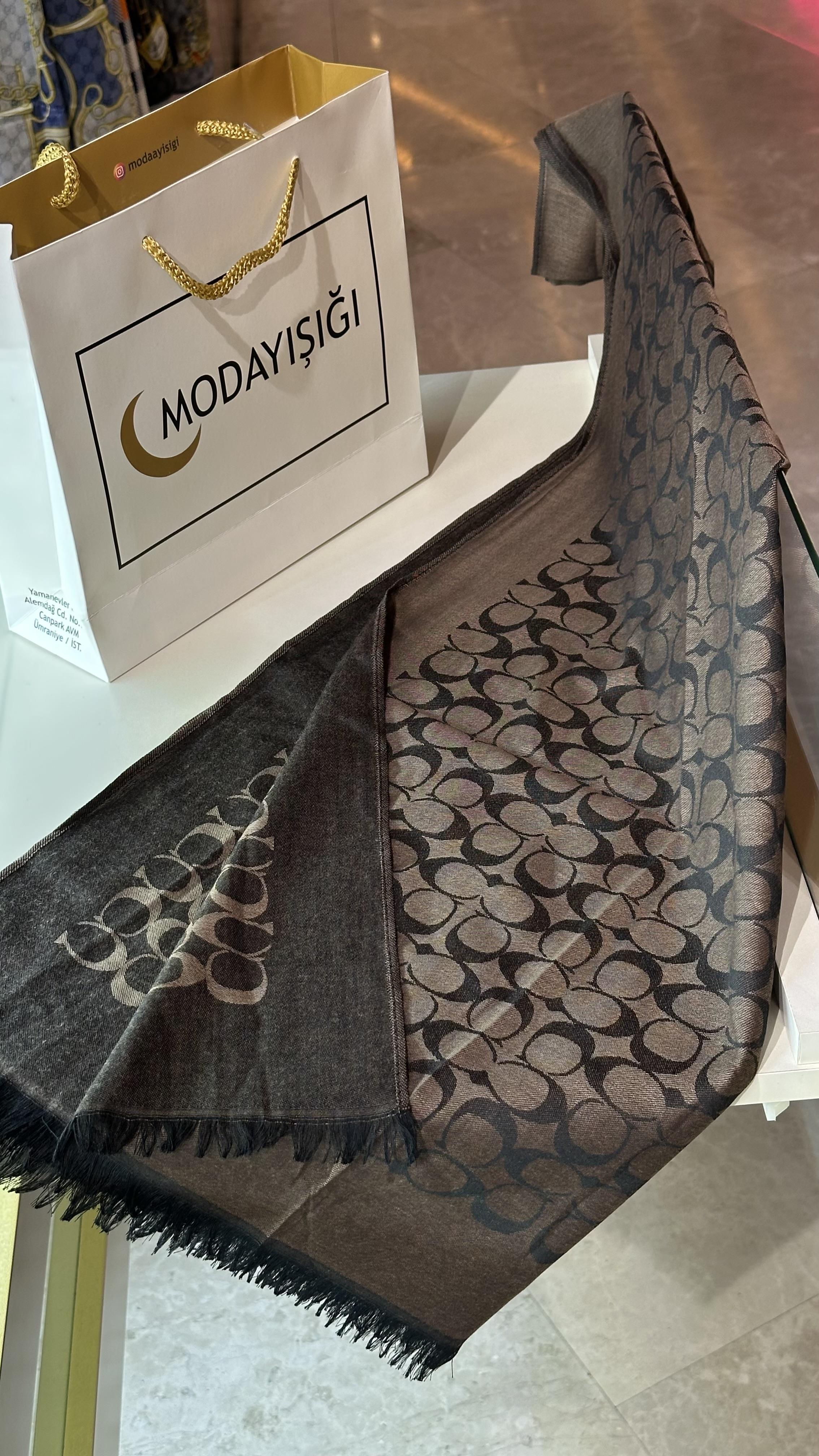 Yün Pamuk C Desen Kahve Çekirdeği Şal