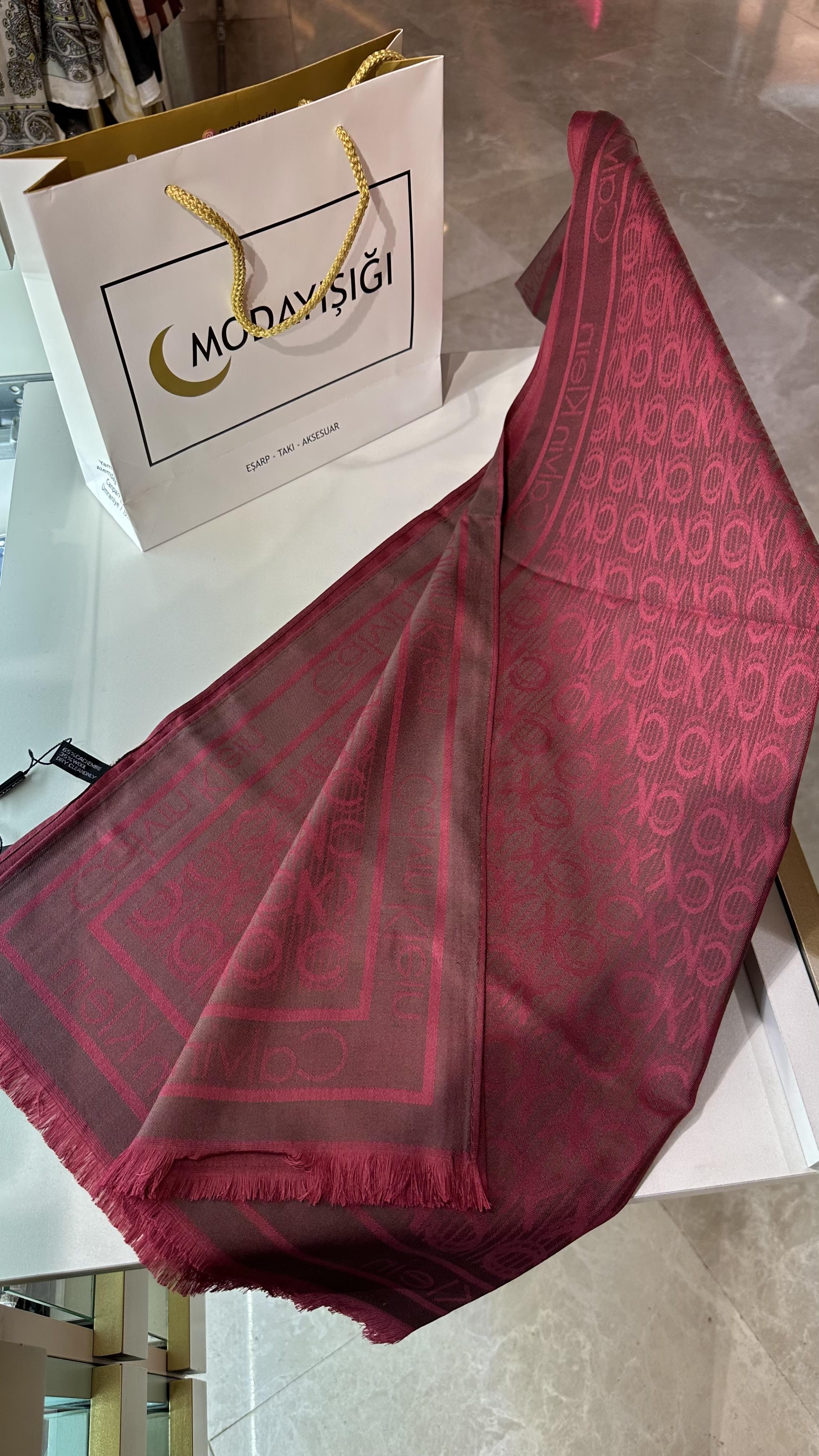 CK Yün Pamuk Şal Bordo/Kırmızı