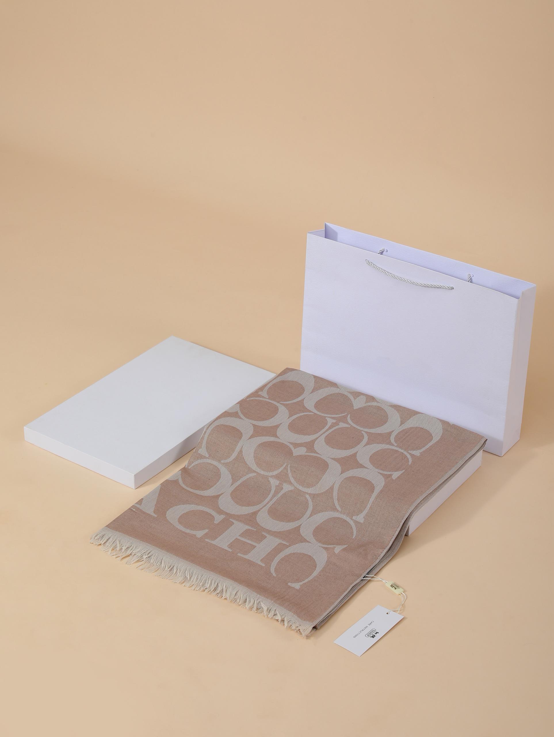 Yeni Sezon C Desen Pudra Yün Pamuk Şal