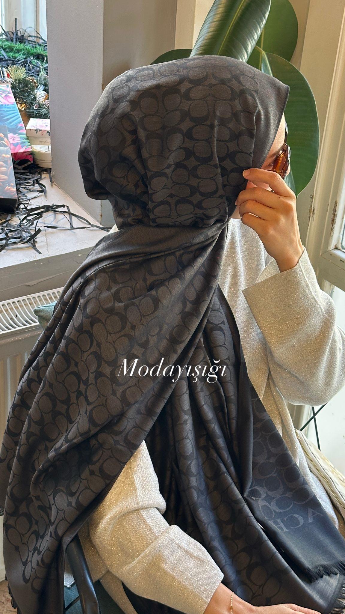 C Desen Antrasit Yün Pamuk Şal