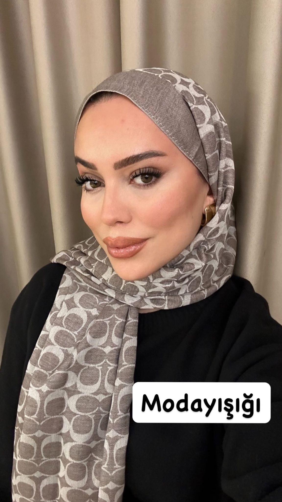 C Desen Kahve Bej Şal