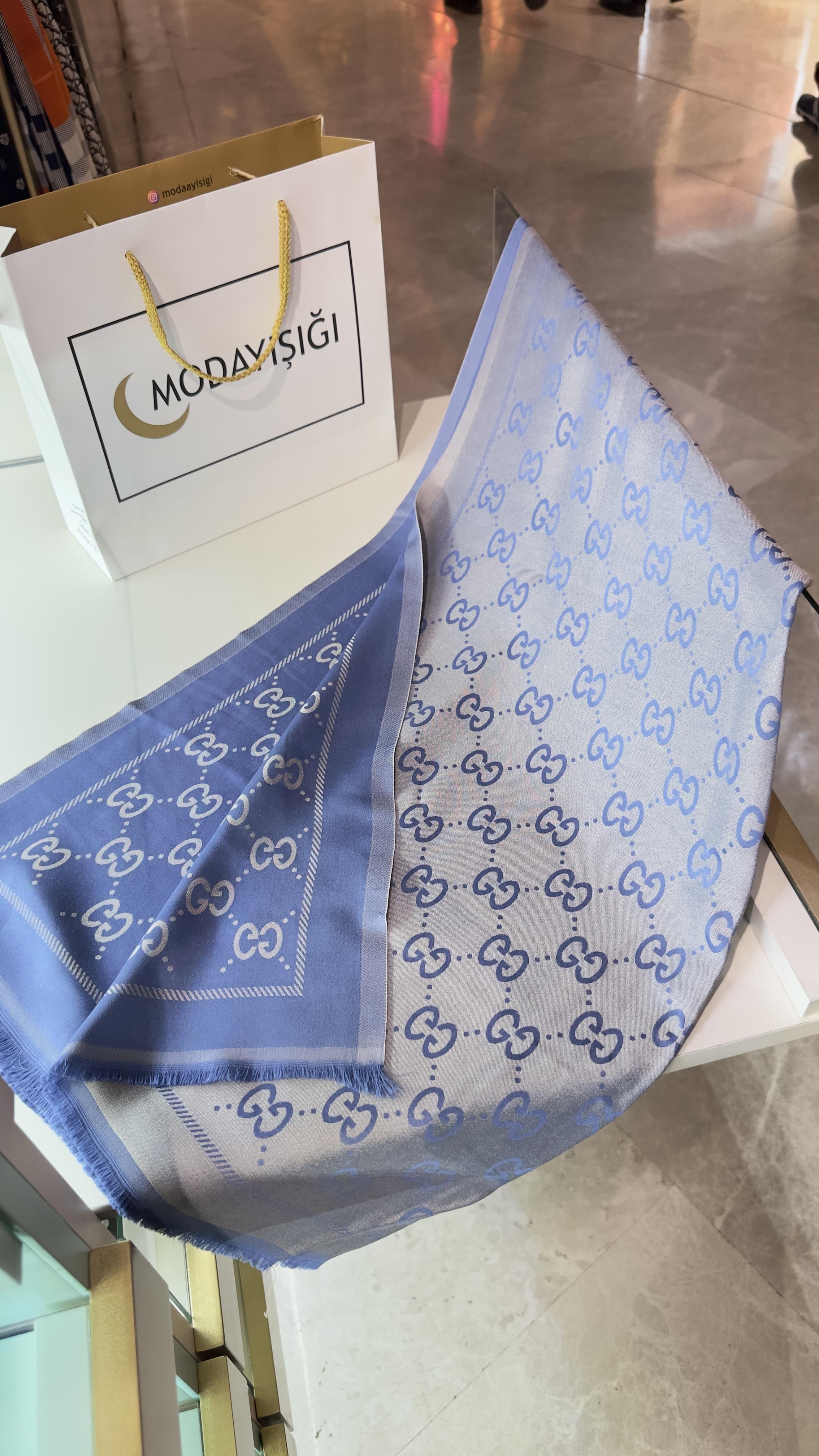 Pamuk İpek Şal Bebe Mavi