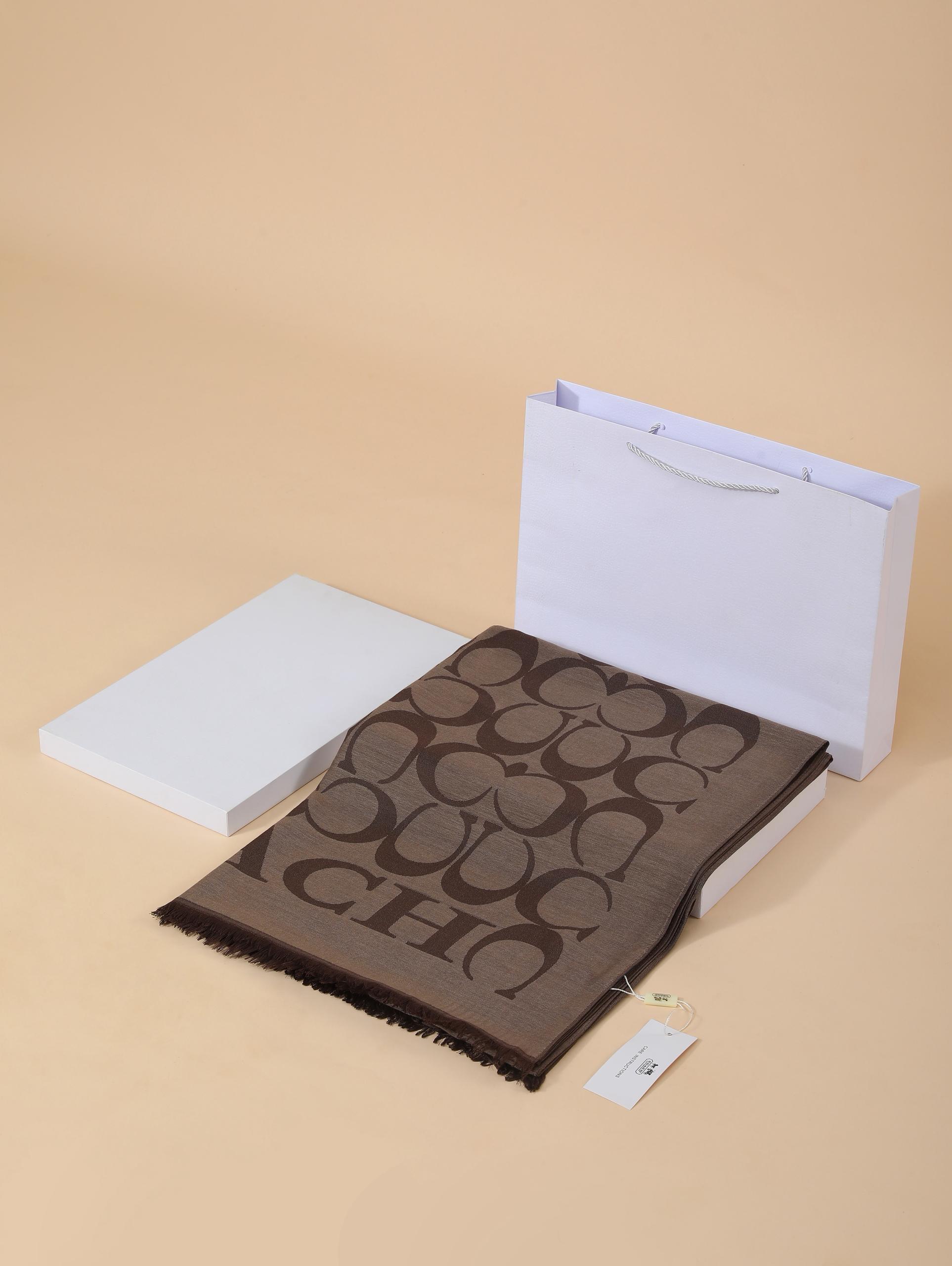 Yeni Sezon C Desen Kahve Yün Pamuk Şal