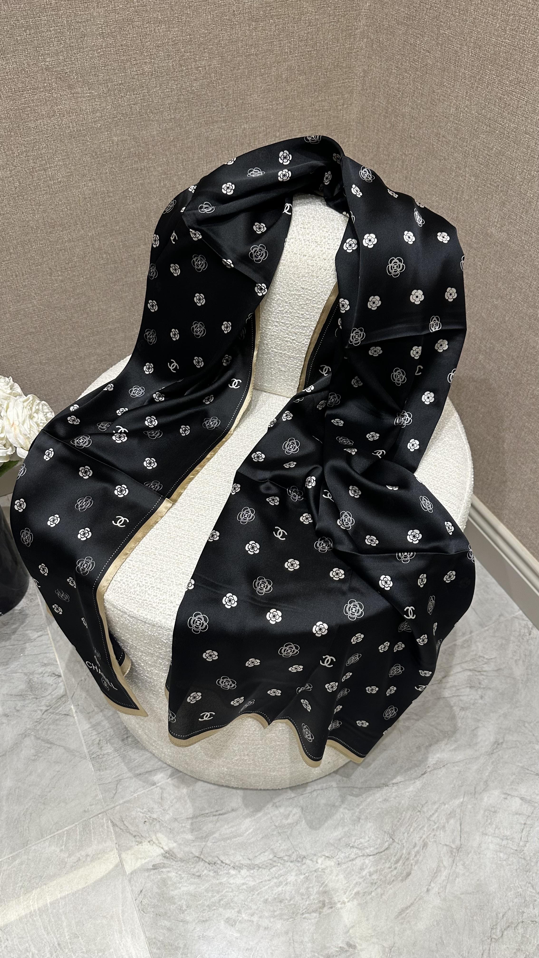 Monogram Vual İpek Şal Siyah