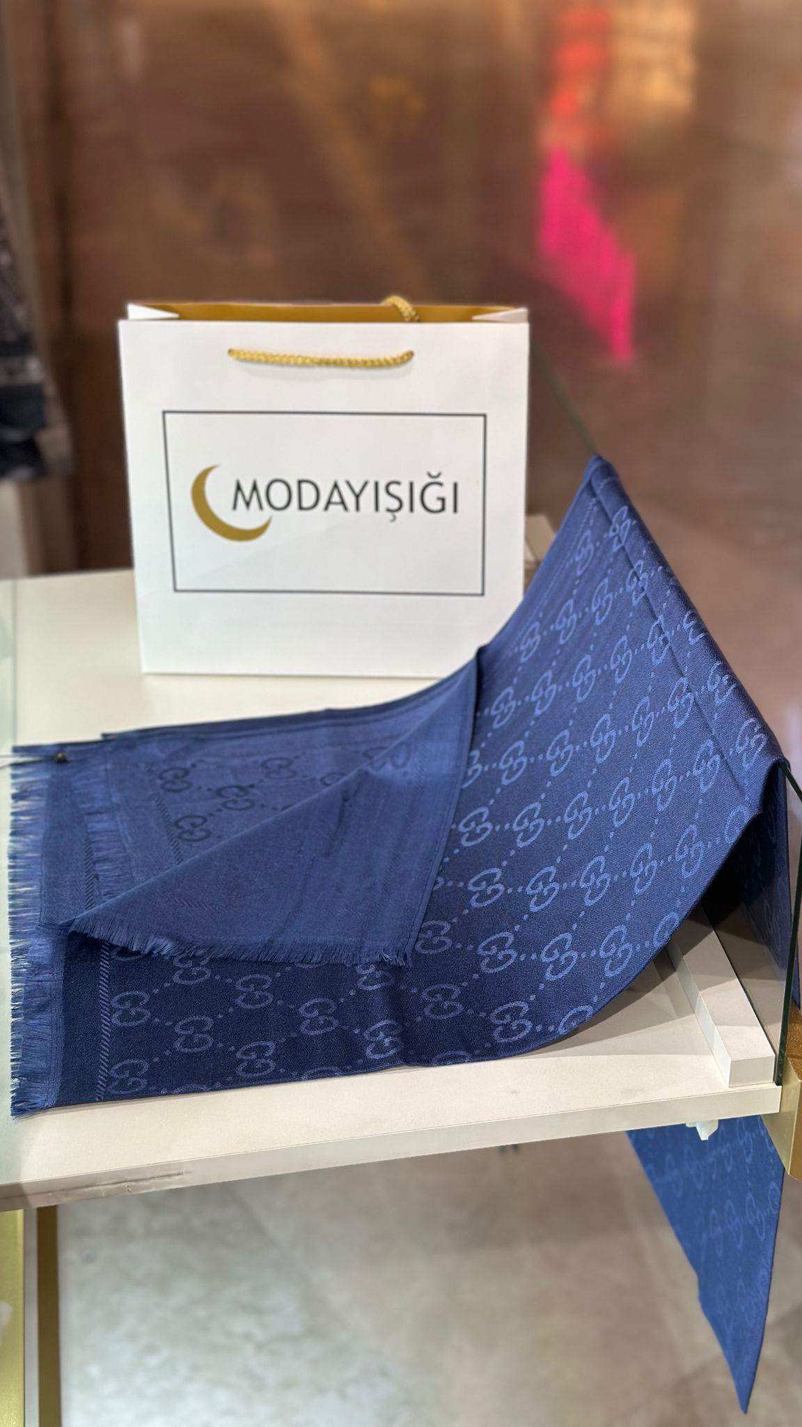 G Desen Lacivert Kaşmir Şal