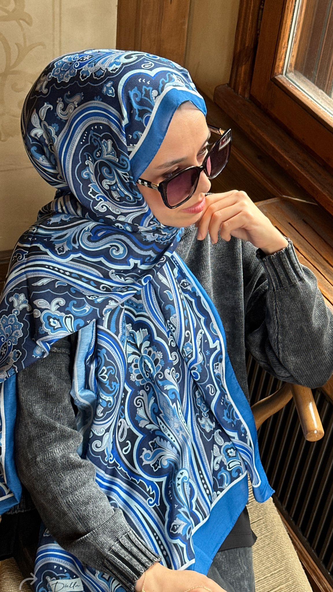 Lacivert Pearl Soft Pamuk Şal