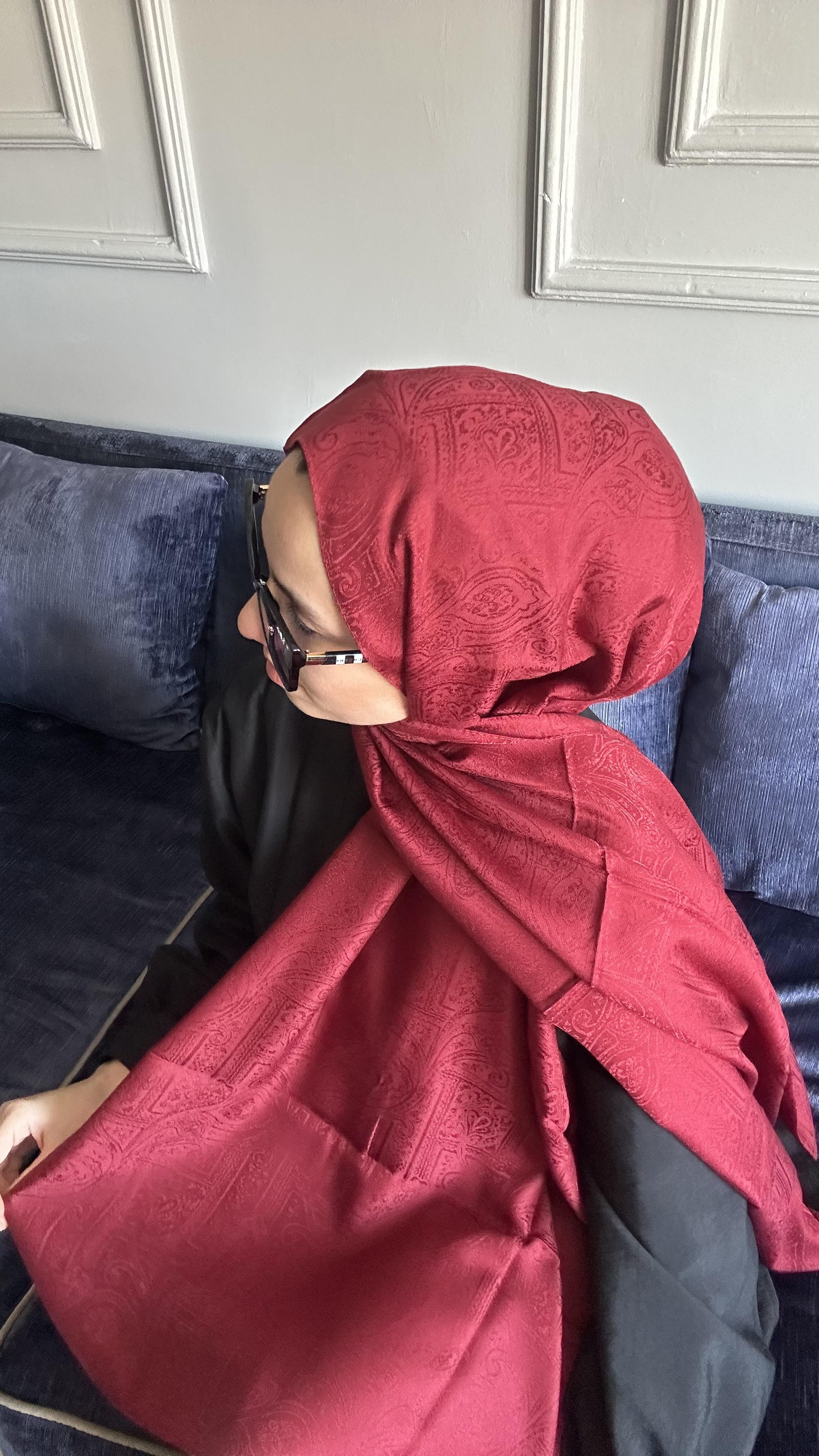 Oliva Pamuklu Etnik Desen Şal Kırmızı