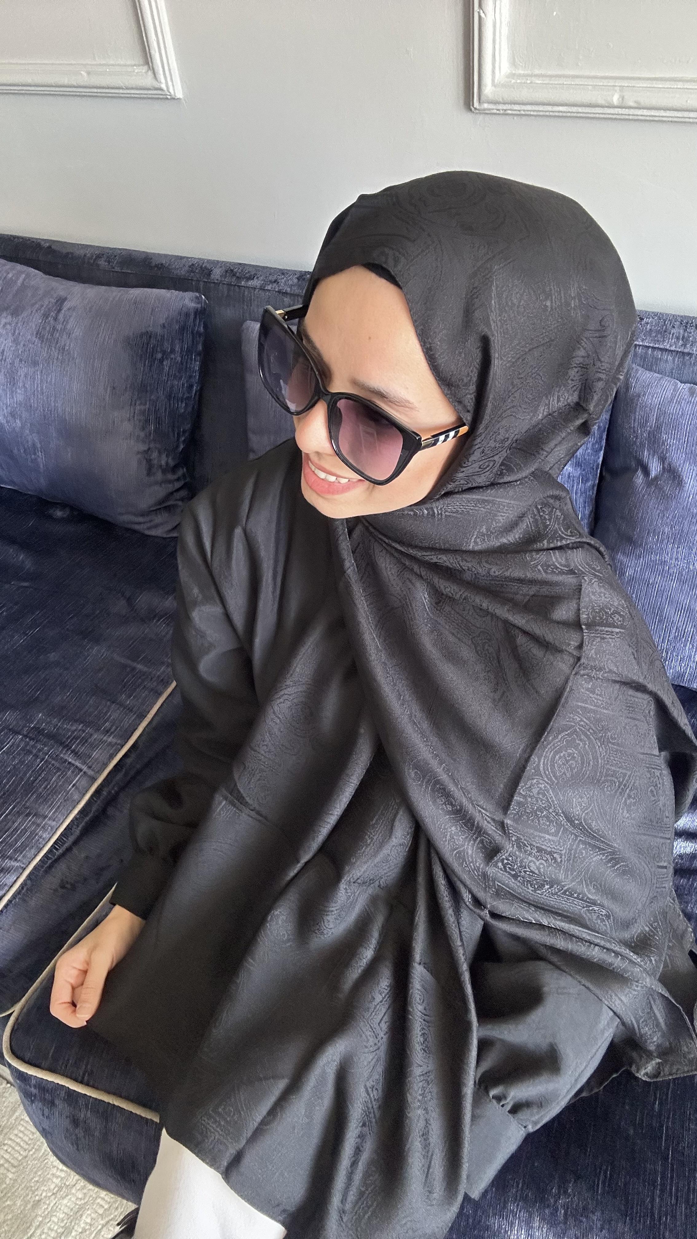 Oliva Pamuklu Etnik Desen Şal Siyah