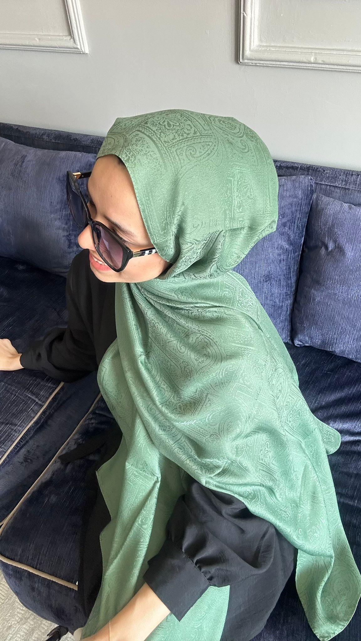 Oliva Pamuklu Etnik Desen Şal Yeşil