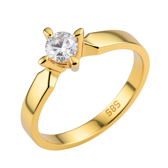 14 Ayar Altın Tektaş Yüzük 