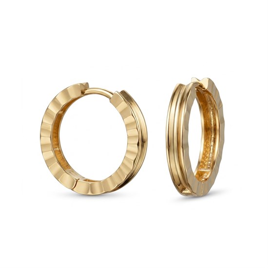 Çizgili Halka 14 Ayar Altın Küpe