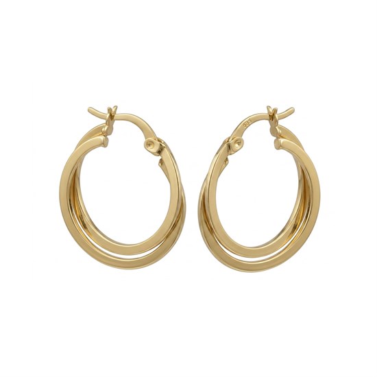 Çift Sıra Halka Küpe 14 Ayar Altın