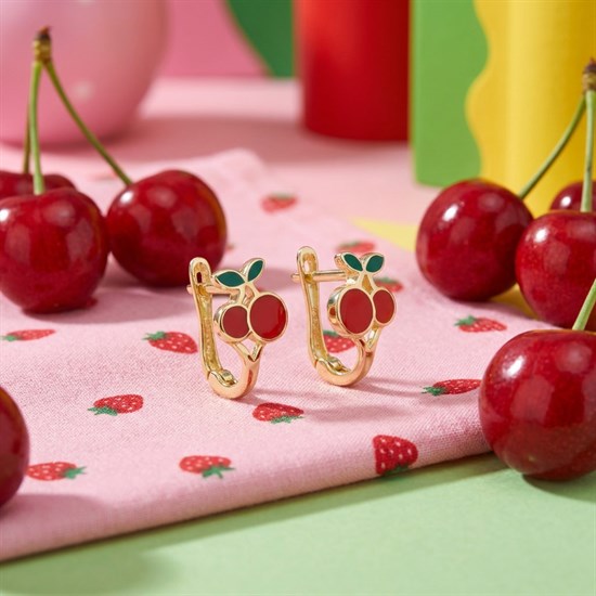 Kiraz Çocuk Küpesi 14 Ayar Altın