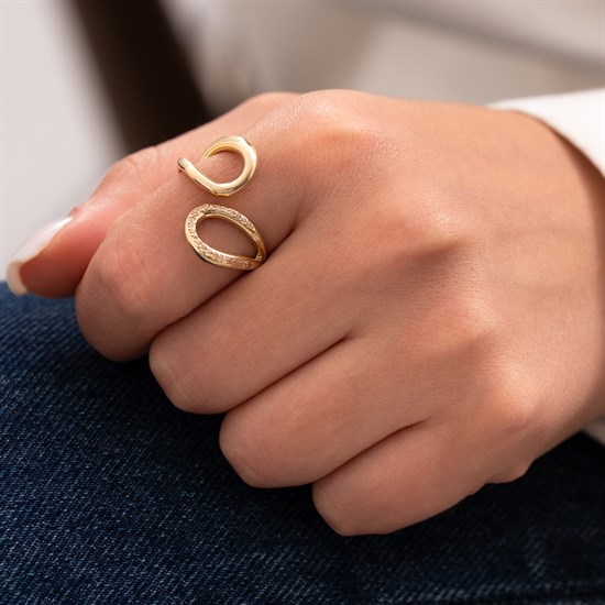 Cetaş Taşlı Tasarım 14 Ayar Altın Yüzük