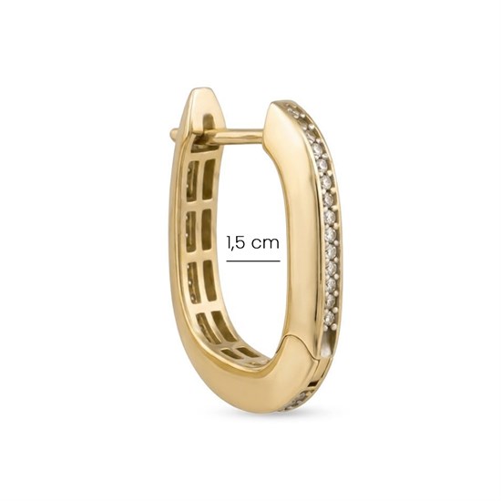 Minimal Kare Taş Detaylı 14 Ayar Altın Küpe