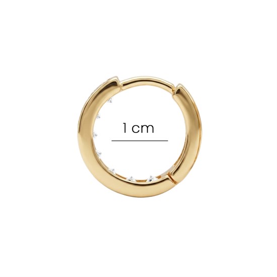 Mini Halka Beyaz Taşlı Klips Kilitli Çocuk Küpe 14 Ayar Altın