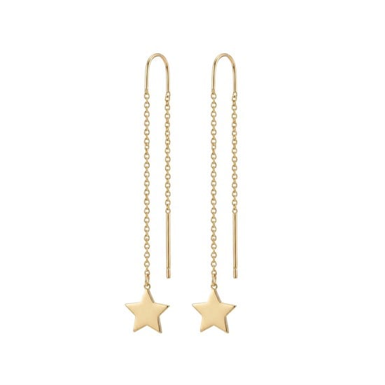 Sallantılı Yıldız 14 Ayar Altın Küpe 5,8 Cm