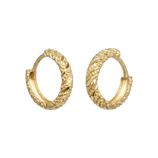 Desenli Tasarım Halka 14 Ayar Küpe 1 cm