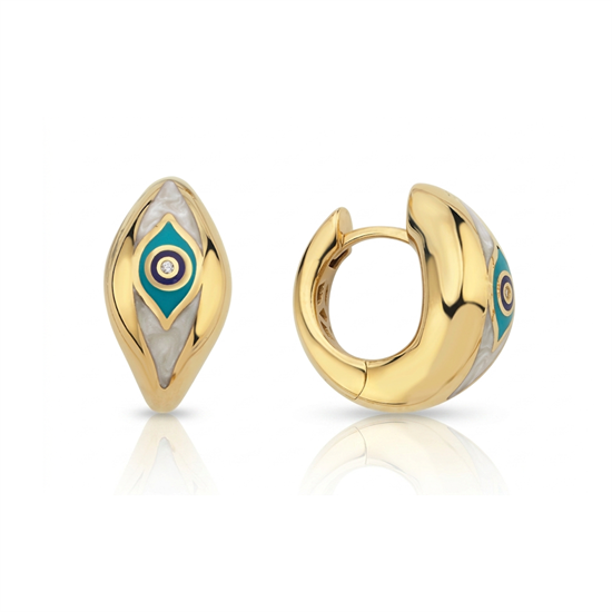 Cetaş Fortuna Göz Mineli 14 Ayar Altın Küpe