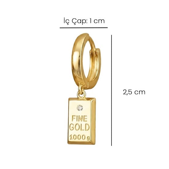 Sallantılı Külçe Küpe 14 Ayar Altın