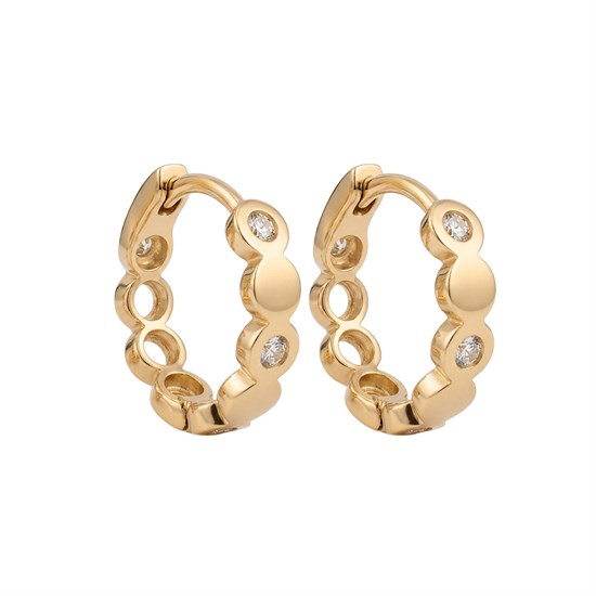 Taşlı Halka Küpe 14 Ayar Altın