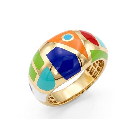 Cetaş Colore Renkli Mineli 14 Ayar Altın Yüzük