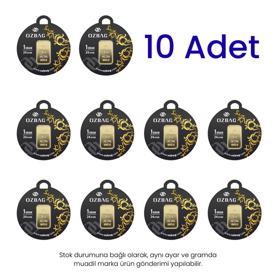 10 Adet 1 Gr 24 Ayar Gram Altın