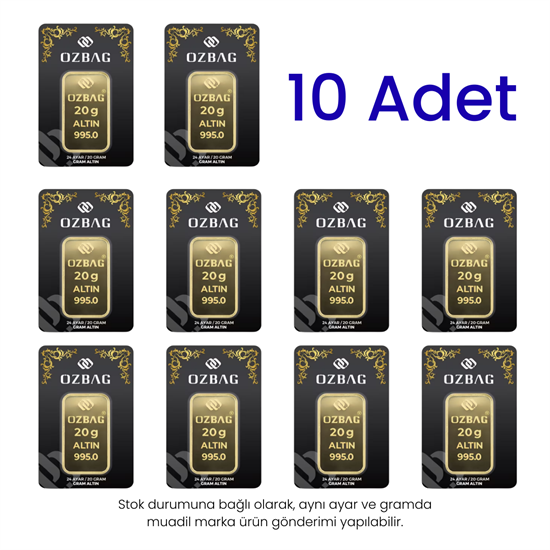 10 Adet 20 Gr 24 Ayar Gram Altın