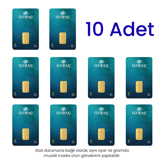 10 Adet 5 Gr 24 Ayar Gram Altın