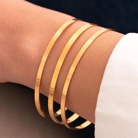 45 Gr(Gram) 3Lü Düz Kibrit Çöpü Takım 22 Ayar Altın İşçiliksiz Yatırımlık Bilezik