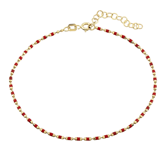 14 Ayar Altın Bileklik Kırmızı Mineli