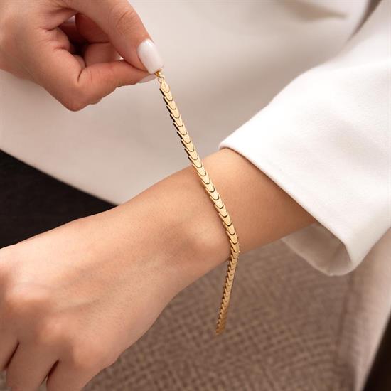  Dalga Model Tasarım Bileklik 14 Ayar Altın