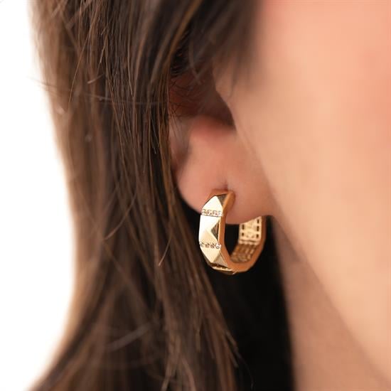 14 Ayar Altın Dörtgen Kesim Küpe