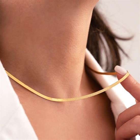 Altın İtalyan Ezme Zincir 14 Ayar