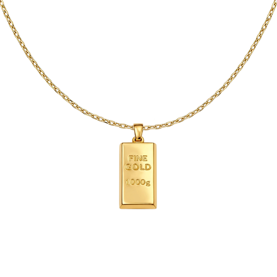 14 Ayar Altın Külçe Tasarım Kolye