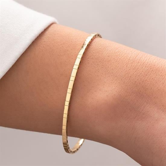 Minimal Taşsız Kelepçe Bilezik 14 Ayar Altın