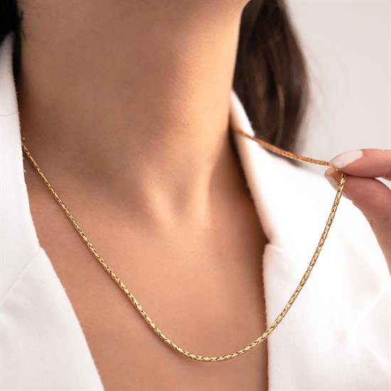 14 Ayar Altın Tasarım Taşsız Spor Zincir