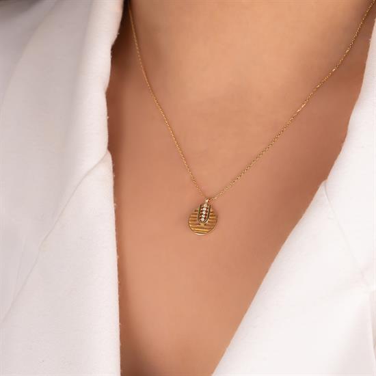 14 Ayar Altın Taşlı Tasarım Kolye