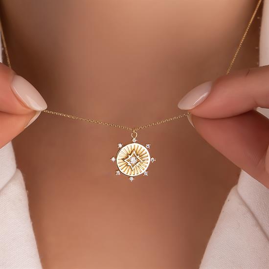 14 Ayar Altın Taşlı Yıldız Kolye