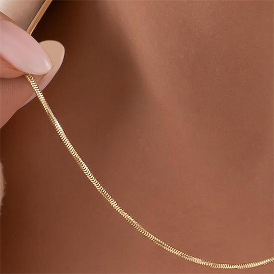 14 Ayar Balıksırtı Altın Zincir 1 Mm